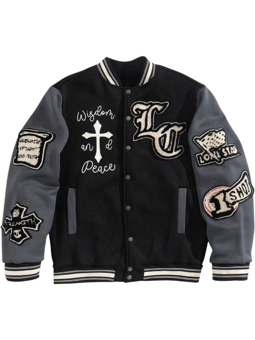 Men's Color Block Y2K Varsity Jacket with Letter Graphic - Trendy Streetwear